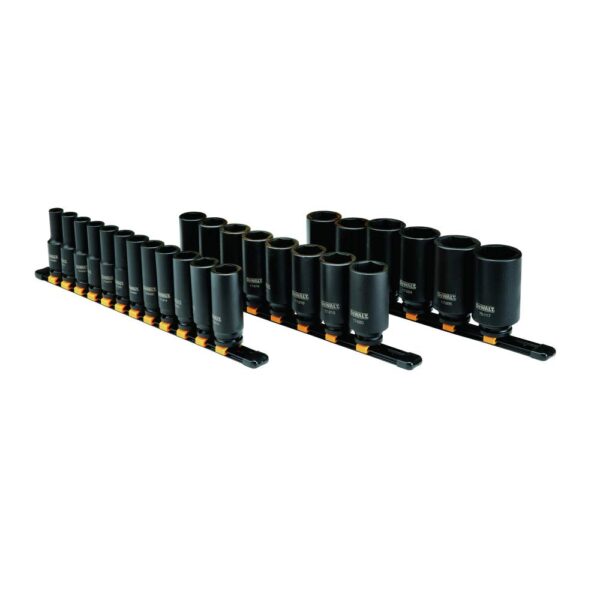 Juego de Llaves de Vaso de Impacto Profundo DEWALT DWMT19242 26 Piezas Unidad 1/2 Pulgada Métrico