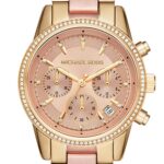 Reloj Michael Kors Bryant MK6475 Cronógrafo Mujer Acero Inoxidable Oro Rosa 37mm Cristal Pavé