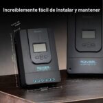 Controlador de Carga Solar Renogy Rover RNG-CTRL-RVR40 MPPT 40A 12V 24V Pantalla LCD Aluminio Negro