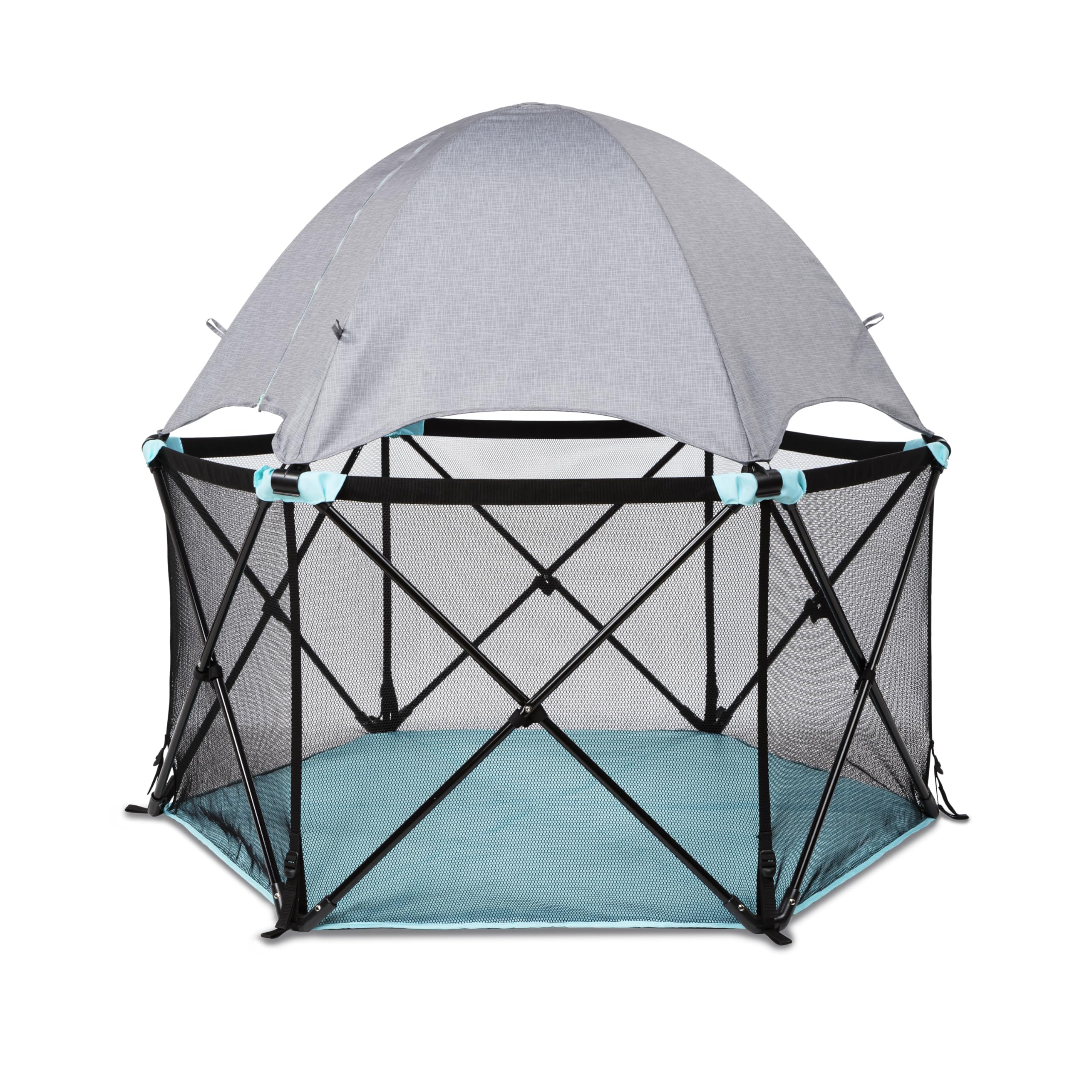 Summer Infant Pop 'N Play Deluxe Ultimate Playard, Aqua Splash - Corralito portátil de cobertura completa para interiore