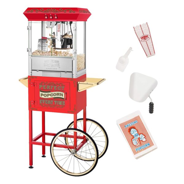Great Northern Popcorn Company 5995 10 oz. Máquina perfecta para hacer palomitas de maíz con carrito - Roja (5995 GNP Ro