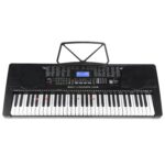 Joy Teclado de música de iluminación de 61 teclas con función de reproductor de música USB, incluye auriculares, soporte