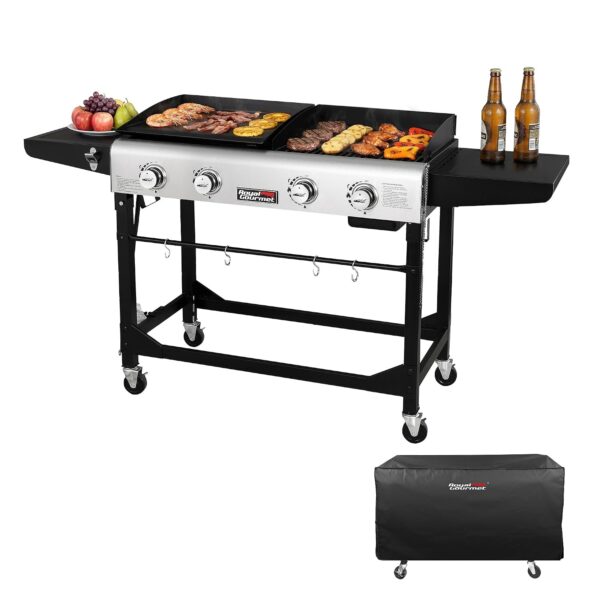 Parrilla y Plancha de Gas Royal Gourmet GD401C 4 Quemadores 48000 BTU con Cubierta