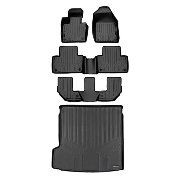 Juego de Tapetes MAXLINER Modelo A0223 B0223 C0223 D0223 3 Filas y Forro de Carga Negro para Volvo XC90 2016-2020 Modelo