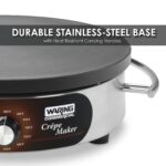 Waring Commercial WSC160X - Máquina de crepas eléctrica comercial de 16 pulgadas, superficie de cocción de hierro fundid