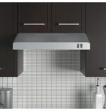 GE Campana extractora debajo del gabinete de 24 pulgadas, conducto convertible, extractor de 2 velocidades, control fron