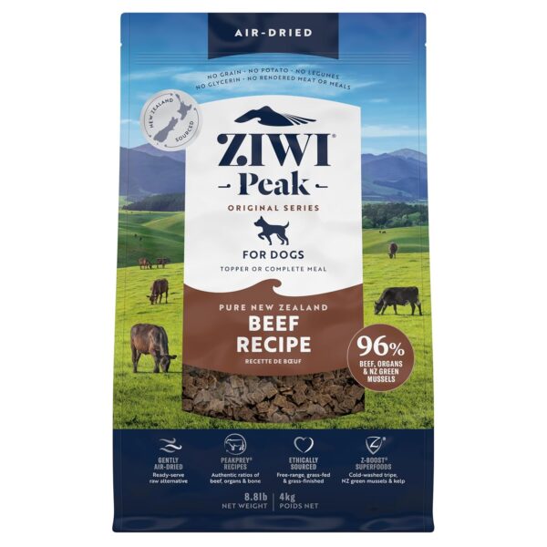 Alimento para Perro ZIWI Peak Carne de Res Secado al Aire Sin Granos 8.8 Libras Modelo ZPDDB4000P-US