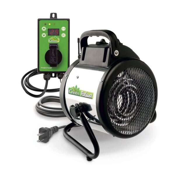 Calentador Eléctrico de Invernadero Bio Green PAL 2.0 USDT con Ventilador y Termostato Digital 1500 Watts 5118 BTU Acero