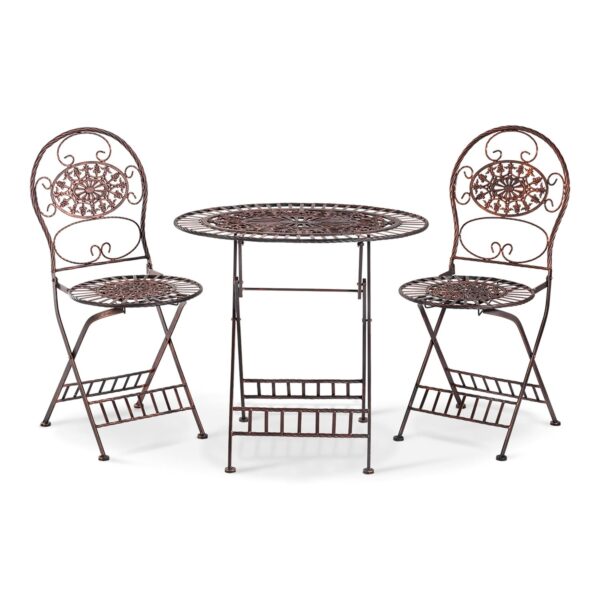 Juego de Mesa y Sillas Plegables Alpine Corporation KIY212A-BR Ovalada 3 Piezas Bronce