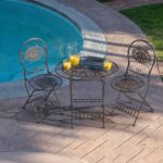Juego de Mesa y Sillas Plegables Alpine Corporation KIY212A-BR Ovalada 3 Piezas Bronce