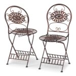 Juego de Mesa y Sillas Plegables Alpine Corporation KIY212A-BR Ovalada 3 Piezas Bronce