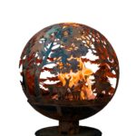 Esfera de Fuego Esschert Design FF1011 Vida Silvestre Acero Acabado Óxido 24x24x28 Pulgadas