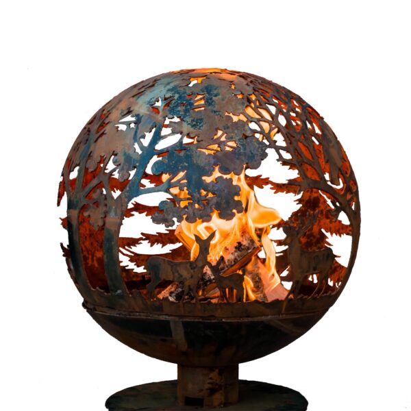 Esfera de Fuego Esschert Design FF1011 Vida Silvestre Acero Acabado Óxido 24x24x28 Pulgadas