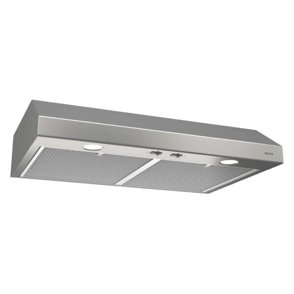 Broan-NuTone BCSD136SS Glacier - Campana extractora con luz, ventilador de extracción para debajo del gabinete, acero in