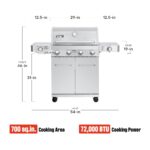 Parrilla de Gas Propano Monument Grills 24367 4+2 Quemadores Acero Inoxidable 72000 BTU