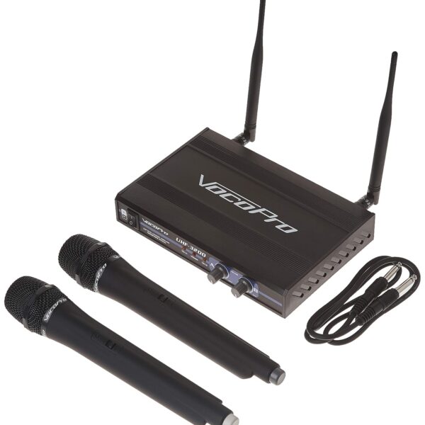 VocoPro - (UHF-3200-10) UHF-Sistema de micrófono inalámbrico de doble canal, UHF-3200-10 (9M, 9N)