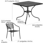 Juego de Mesa y Sillas de Patio Flash Furniture Oia CO-35SQ-03CHR4-BK-GG 5 Piezas Acero Negro Mesa Cuadrada 4 Sillas Red