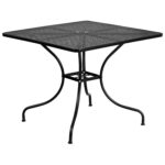 Juego de Mesa y Sillas de Patio Flash Furniture Oia CO-35SQ-03CHR4-BK-GG 5 Piezas Acero Negro Mesa Cuadrada 4 Sillas Red