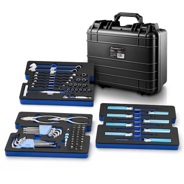 Powerbuilt Juego de herramientas de reparación de embarcaciones marinas de acero inoxidable 420J2 de 83 piezas, controla