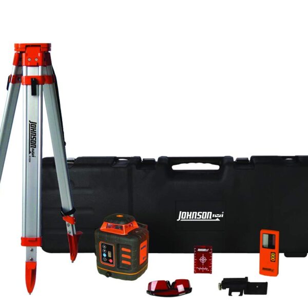 Johnson Level & Tool 99-027K Sistema láser giratorio autonivelante, 8.75 pulgadas, rojo, 1 kit, naranja
