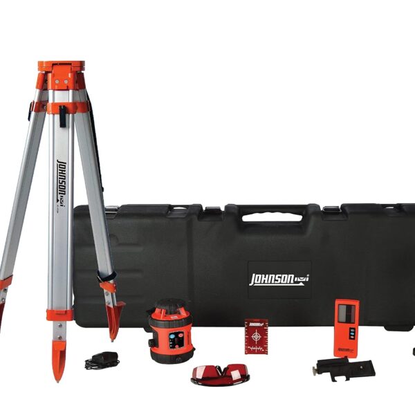 Johnson Level & Tool - Sistema láser giratorio horizontal autonivelante 99-026K con kit de estuche rígido, 50 x 14.5 pul
