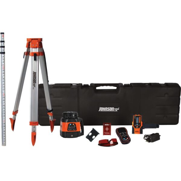 Johnson Level & Tool 99-028K - Sistema láser rotativo electrónico autonivelante de doble pendiente horizontal/vertical,