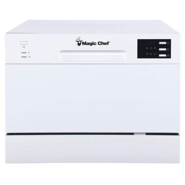 Magic Chef MCSCD6W5 Energy Star - Lavavajillas para encimera de 6 placas, 6 placas, color blanco