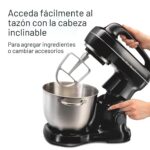 Hamilton Beach Batidora eléctrica de pie, 4 cuartos, gancho para masa, accesorios de batidor plano, protector contra sal