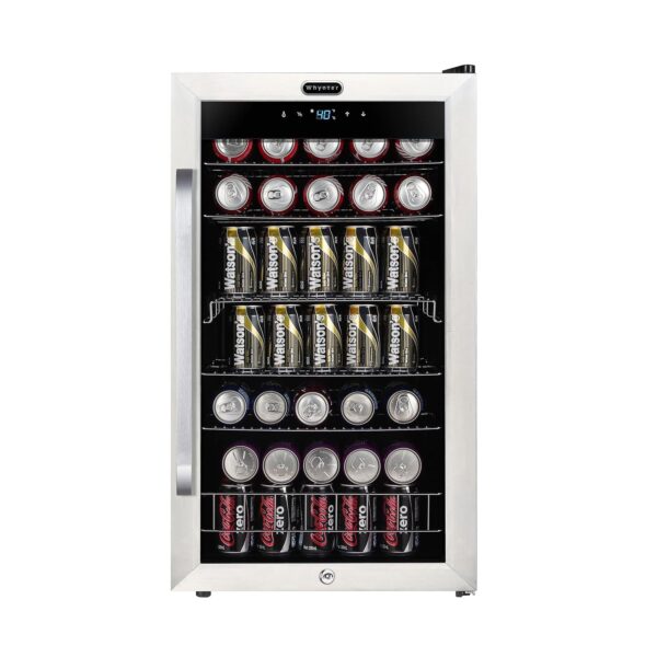 Whynter - Refrigerador de bebidas con puerta de vidrio de doble capa, mini refrigerador de 136 latas, 3.4 pies cúbicos,