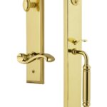 Grandeur 850136 Hardware Fifth Avenue - Juego de manijas de una pieza con agarre C y palanca Portofino, juego de entrada