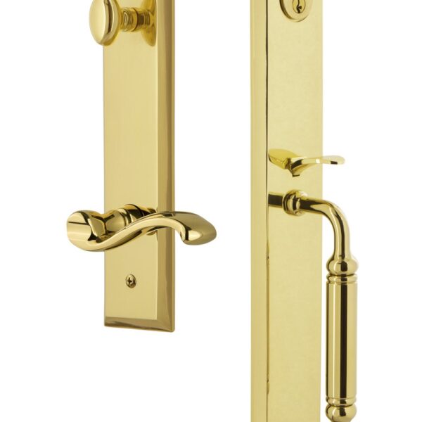 Grandeur 850136 Hardware Fifth Avenue - Juego de manijas de una pieza con agarre C y palanca Portofino, juego de entrada