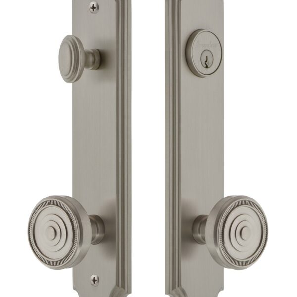 Grandeur Hardware 839777 - Juego completo de platos altos de arco con pomo de soleil, tamaño del respaldo: 2.375 pulgada