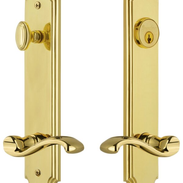 Grandeur Hardware 841210 Juego completo de platos altos de arco con palanca Portofino, tamaño del respaldo: 2.375 pulgad