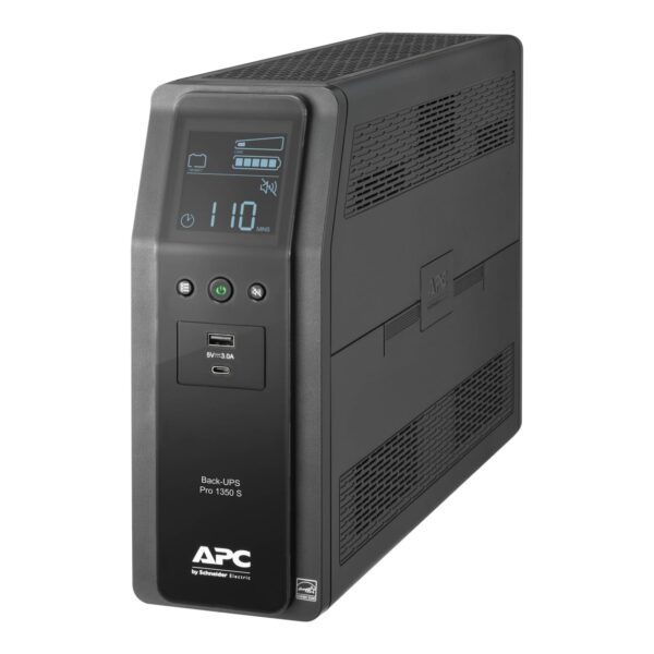 APC Sinewave UPS Back-UPS Pro, respaldo de batería de 1350 VA y protector de sobretensiones, LCD, AVR, BR1350MS