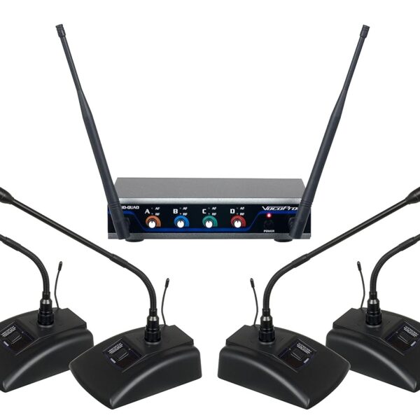 VocoPro, Sistema de micrófono inalámbrico 4, XLR, negro, digital-Quad-Conference-C4