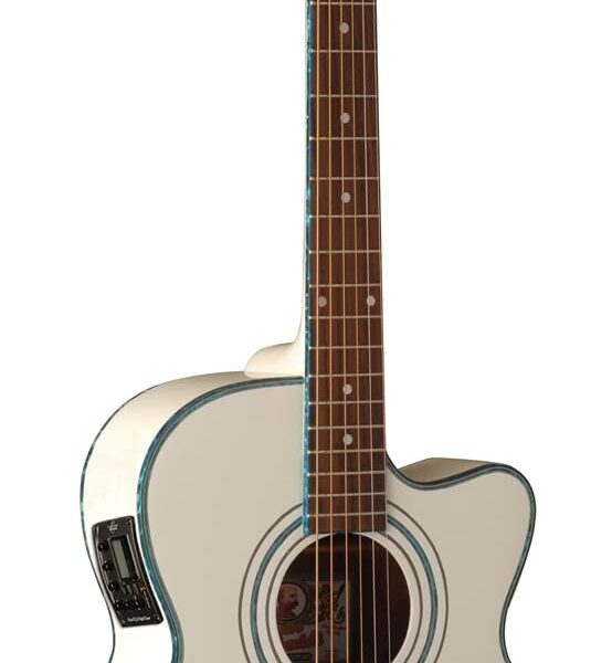 Oscar Schmidt OG10CEWH-A-U - Guitarra eléctrica acústica folclórica, color blanco