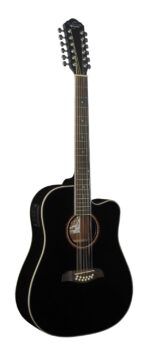 Oscar Schmidt OD312CEB-A Guitarra electroacústica Dreadnought (12 cuerdas) con corte. Negra