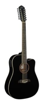 Oscar Schmidt OD312CEB-A Guitarra electroacústica Dreadnought (12 cuerdas) con corte. Negra