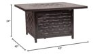 Fogata Fire Sense Armstrong 62572 Mesa Convertible de Aluminio 55000 BTU Acabado Bronce Antiguo Cuadrada 42 Pulgadas