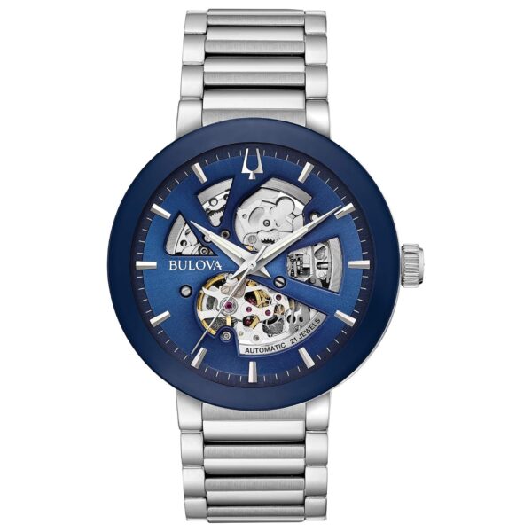 Reloj Bulova Modern Automático Esqueleto para Hombre Esfera Azul Acero Inoxidable Negro 42 milímetros