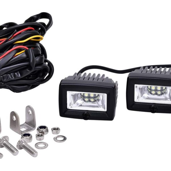 Sistema de Luces LED KC HiLiTES 328 C-Series C2 2 Pulgadas Haz de Inundación 20W Negro Blanco