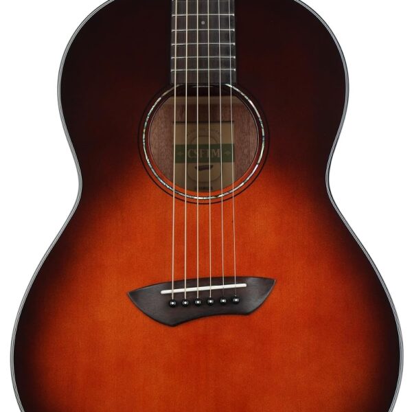 Yamaha CSF1M TBS Guitarra acústica de tamaño Parlor con funda rígida para conciertos - color tabaco con destello marrón