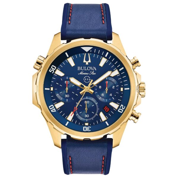 Reloj Bulova Marine Star Series B 97B168 Acero Inoxidable Tono Dorado Cronógrafo 100M