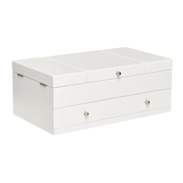 Joyero Mele & Co Everly Madera Triple Tapa Blanco Verde 14x8x5.5 pulgadas