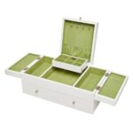 Joyero Mele & Co Everly Madera Triple Tapa Blanco Verde 14x8x5.5 pulgadas