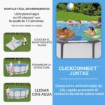 Piscina Bestway Steel Pro MAX 56915E 15 x 48 pulgadas Redonda Gris con Bomba de Filtro Escalera y Cubierta