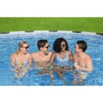 Piscina Bestway Steel Pro MAX 56915E 15 x 48 pulgadas Redonda Gris con Bomba de Filtro Escalera y Cubierta