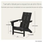 Silla Adirondack POLYWOOD AD420BL Moderna Color Negro Polietileno de Alta Densidad HDPE
