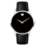 Reloj Movado Museum Clásico 0607269 Caja de Acero Inoxidable 40mm Correa de Piel Negra