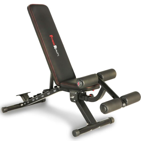 Banco de Pesas Fitness Reality 2000 Super Max XL Modelo 2806 Capacidad 850 Libras Bloqueo de Piernas Desmontable